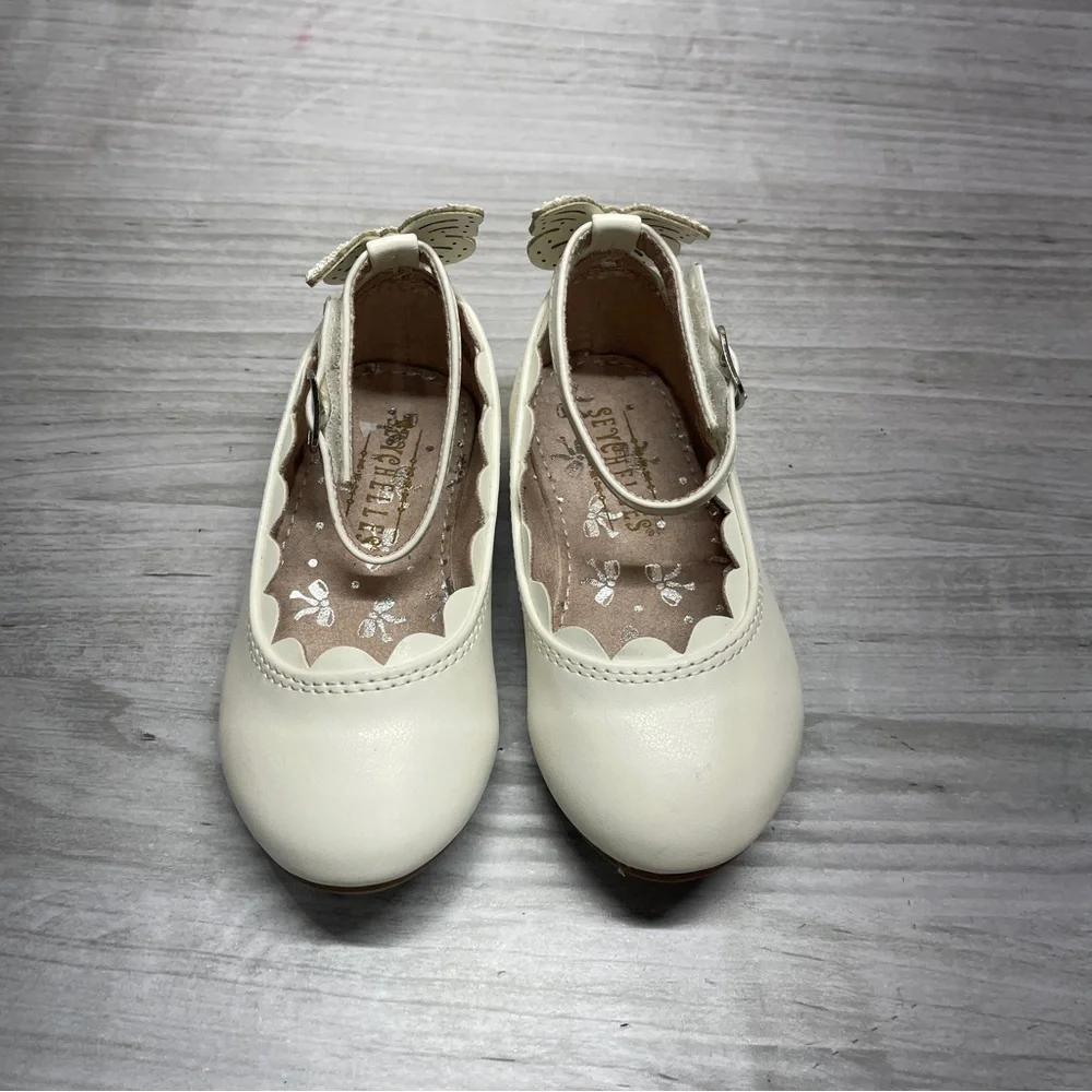 Seychelles White Toddler Girls Butterfly Strap Flats Size 6
